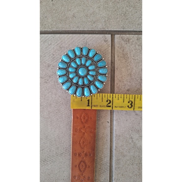 Lucky Brand Women's Leather Belt With Flower Buckle Size XL - Picture 6 of 6